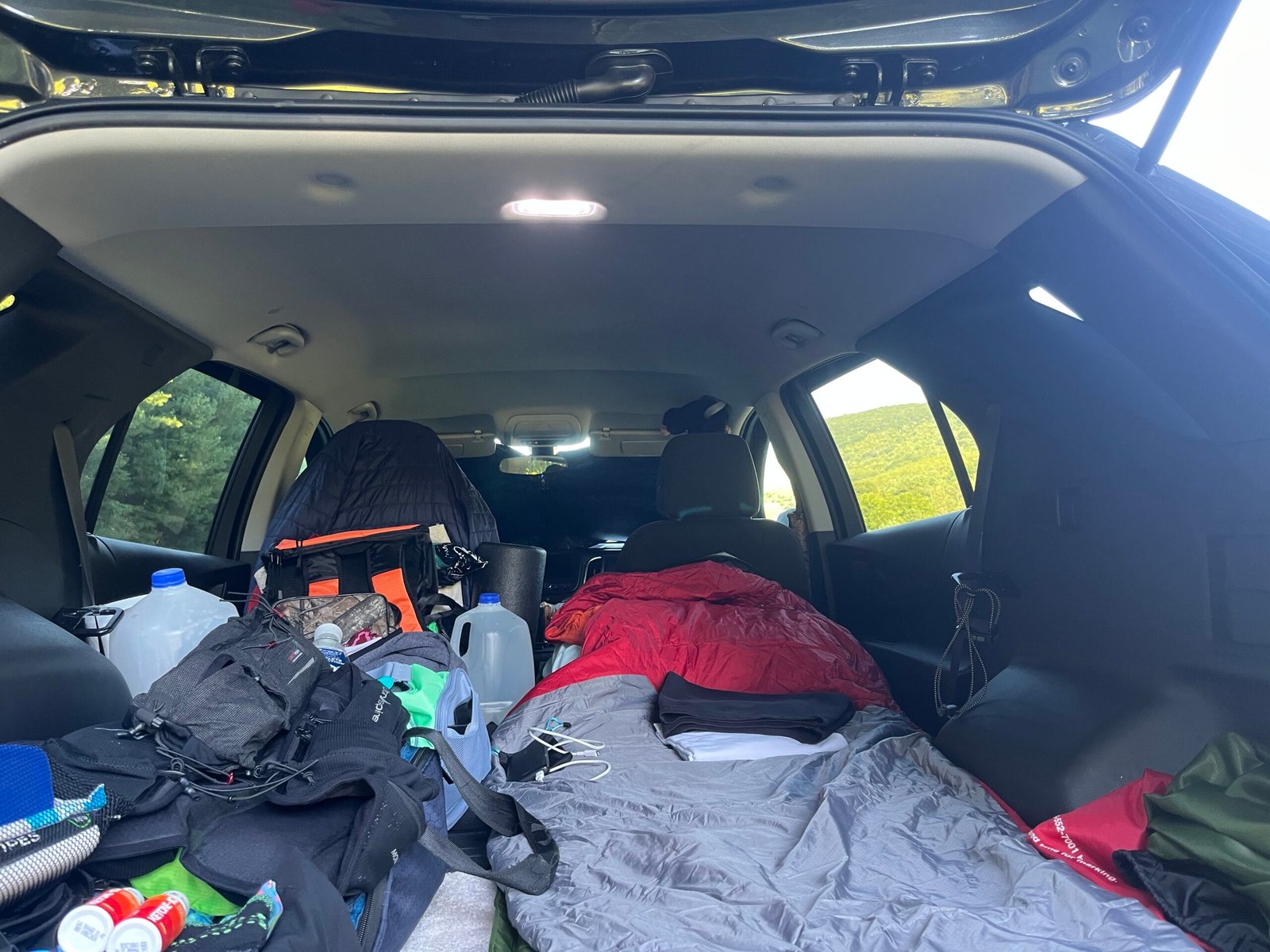 Back of the car camping setup
